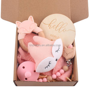 Anneau de dentition en silicone pour bébé <span class=keywords><strong>attache</strong></span>-sucette en chaîne 5 ensembles dans une boîte coffret cadeau de dentition pour bébé - Product Image 4