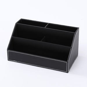 高級感のある黒のビジネスデスクオーガナイザー、PUレザー製オフィスデスクアクセサリーセット、デスクパッド、ファイル収納デバイス - Product Image 2