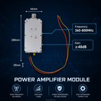 Module amplificateur de puissance RF personnalisable 360-800 MHz 13W-50W à gain élevé 48 dB avec boîtier en aluminium et télécommande