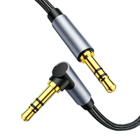 Câble audio AUX plaqué or à angle de 90 degrés, mâle 3,5 mm vers mâle 3,5 mm, vente en gros d'usine, compatible OEM ODM, câble audio angulaire pour voiture