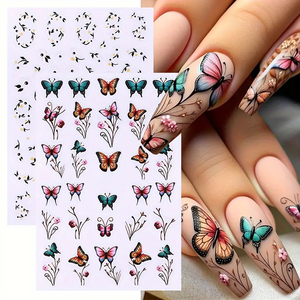 Pegatinas 3D para Uñas con Diseño de <span class=keywords><strong>Flores</strong></span> de Lavanda <span class=keywords><strong>y</strong></span> <span class=keywords><strong>Mariposas</strong></span>, Calcomanías para <span class=keywords><strong>Manicura</strong></span> con <span class=keywords><strong>Flores</strong></span> de Primavera, Decoración de Uñas DIY con <span class=keywords><strong>Flores</strong></span> Florecientes - Product Image 2
