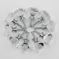 Poignées de porte en cristal transparent en forme de diamant pour armoire, commode, tiroir, meubles