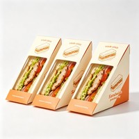Cajas de Embalaje de Alimentos Biodegradables de Papel Kraft para Sándwiches, Contenedores Desechables para Almacenamiento de Alimentos para Llevar