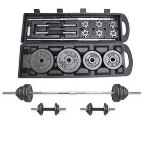 Ensemble haltères et barre réglable 2 en 1 en fonte noire portable de 50 kg pour musculation avec étui - Product Image 4
