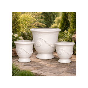 Grand pot de fleurs décoratif en fibre de verre, style urne classique, pour jardin, extérieur, intérieur, patio, vintage. - Product Image 1