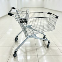 DIKA DK-E-180L Chariot de courses pliable en acier robuste pour supermarché, avec roues élévateur et siège, galvanisé anti-corrosion