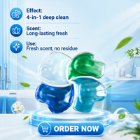 Lessive en capsules 4-en-1 pour vêtements, liquide à 4 compartiments, écologique, nettoyage en profondeur, détachant, adoucissant, rafraîchissant, OEM ODM, directement de l'usine