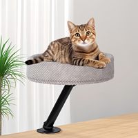 360 °   Lit pour chat pivotant pour bureau, perchoir flottant robuste avec support solide, nid rond extra-large pour chats d'intérieur