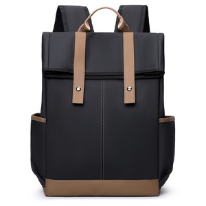 Men's <b>Backpack</b> Black <b>15</b> <b>Inch</b> <b>Laptop</b> Compartment For Commuting Travel Leisure Solid Color Youth Style - Product Image 1