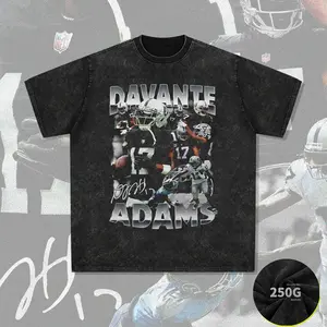 Las Vegas Raiders Fußball Größe 17 Davante Adams Dtg Print T-Shirt Vintage Acid Wash breit 100% Baumwolle Shirt