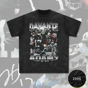 Las Vegas Raiders Bóng Đá Kích Thước 17 Davante Adams Dtg In T-Shirt Cổ Điển Rửa Axit Rộng 100% Cotton Áo Sơ Mi