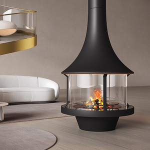 Cheminée suspendue sécurisée en verre, montée au plafond, multi-combustibles (bois, éthanol, alcool), à flamme réelle, pour décoration - Product Image 6