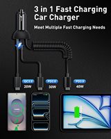 Chargeur de voiture USB C 90W, charge rapide super rapide, adaptateur allume-cigare