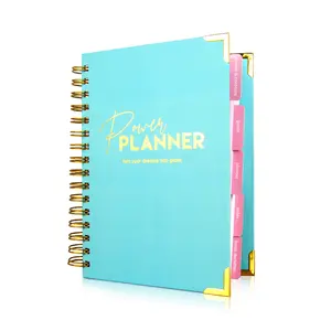 Free Sample Custom Gold Spiral 2022-2023 A4 A5 Size Weekly Daily Planner Notebook Printing