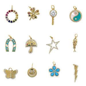 Özelleştirilmiş kolye avrupa amerikan Retro aşk balık yonca gülen yüz yıldırım DIY zirkon kolye kadın yeni ürünler için - Product Image 5