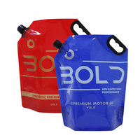 Sac bleu personnalisé de poche de bec 1L & 3L écologique avec poignée d'impression de becs en plastique de moteur de voiture pour l'emballage d'huile et de congélateur