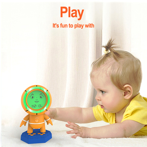 Réveil numérique mignon en forme de ballon de basket, veilleuse, horloge pour enfants, entraînement au sommeil, projection LCD, réveil avec expression - Product Image 3