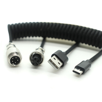Cable de teclado mecánico USB a de alto rendimiento desmontable, cable de datos de enchufe de aviación, línea de resorte de enchufe de Metal para computadoras