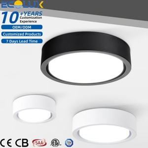 Lámpara de Techo LED Redonda Moderna Ecolux con Certificación CE, ETL y SAA, 220v, para Comedor, Dormitorio, Interior, Negra/Blanca, Antideslumbrante - Product Image 1