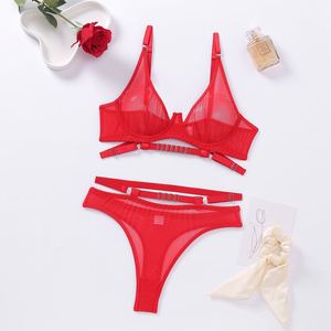 Vente en gros de soutien-gorge sexy 2 pièces en dentelle, ensemble de sous-vêtements ajustables à bonnets triangle pour femmes, fournisseur OEM, usine d'exportation - Product Image 4