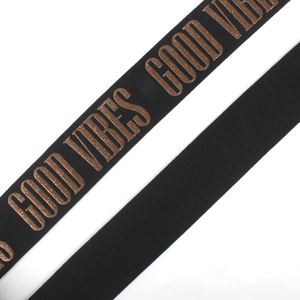 2.9Cm Bronzing Printed Elastic <b>Webbing</b> Tape Hair Ties Elastic Tape Custom Printed Elastic Band - Product Image 1