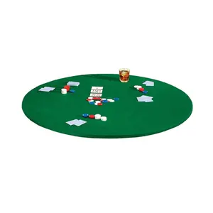Round Elastic Edge Solid Green Felt Table Cover for Poker Puzzles Board Games Fits 36 Inch To 48 Inch Round Table