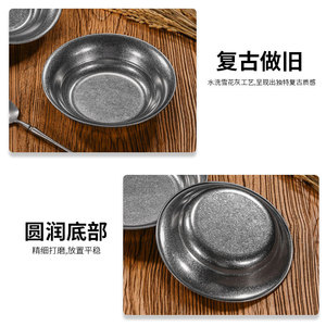 จานสแตนเลสทรงกลมแบบเรโทร ดีไซน์หรูหรา หนาและลึก เหมาะสำหรับร้านอาหาร ของว่าง สลัด หม้อไฟ และใส่น้ำมัน - Product Image 4