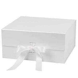 White and Coral <strong>Gift</strong> Box with Satin Ribbon, Collapsible <strong>Gift</strong> Box for Party, Wedding, <strong>Gift</strong> <strong>Wrap</strong>, <strong>Storage</strong> - Product Image 2