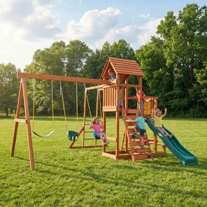 Équipement de jeu sûr cadre d'escalade durable maison de jeu pour enfants aire de jeux extérieure ensemble de jeu d'arrière-cour jouet ensemble de balançoire en bois - Product Image 1