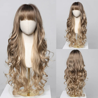 Perruque en fibre résistante à la chaleur extra longue de 34 pouces perruque synthétique bouclée à grandes couches dorées cheveux bouclés mats haute densité