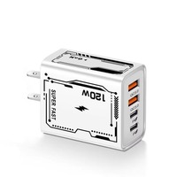 Chargeur Super Rapide Type C PD 120 W Tendance au Royaume-Uni avec Câble 4-en-1 QC3.0 pour Ordinateur Portable et Téléphone Mobile