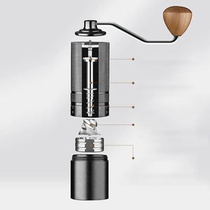 Molinillo de Café Cónico Manual Portátil de 10 Estrellas con Cuerpo de Aleación de Aluminio y Muelas de Acero Inoxidable 420, Capacidad de 25g, para Uso Doméstico, con Base de Madera - Product Image 3
