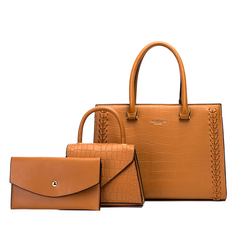 Wholesale envelope PU leather designer handbags set fashion luxury low MOQ women purses and handbags