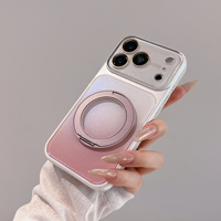 Coque de téléphone dégradée pour iPhone 13 14 15 16 17 18 Pro Max 360 °   Support magnétique rotatif, protection d'appareil photo, coque antichoc