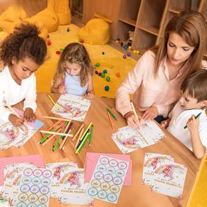 Tarjeta de felicitación de cumpleaños de unicornio mágico, tarjeta de sobre de estrella de pétalo, tarjeta de decoración de fiesta de unicornio, impresión personalizada - Product Image 5