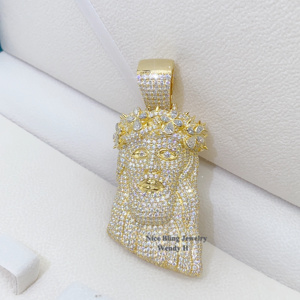 Pendentif Jésus en argent Hip Hop, 10 mm, style cubain, serti de diamants Moissanite, bijoux de rappeur - Product Image 5