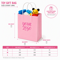 Sacs cadeaux personnalisés KM avec logo rose, poignée en corde torsadée, pour jouets d'enfants, sacs à soufflets en carton pour fêtes d'anniversaire