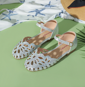 Pretty Classic <b>Soft</b> Bottom Girl Hollow Out Diamonds Princess Dress <b>Shoes</b> Comfortable Kids Sliver School Leather <b>Shoes</b> for Girls - Product Image 4