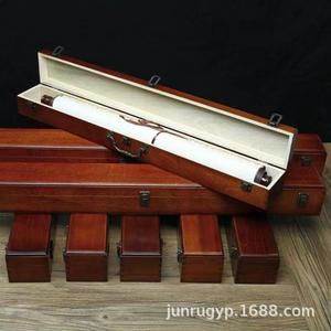 Boîte rectangulaire en bois massif pour calligraphie et peinture, 36x7x7cm, avec couvercle rabattable et verrouillable, pour bijoux, œuvres d'art et cadeaux - Product Image 4