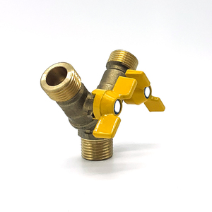 Válvula de gas de <span class=keywords><strong>bola</strong></span> tipo Y de latón Operado manualmente Manijas de mariposa dobles personalizables OEM de alta calificación Conexiones de rosca macho - Product Image 3