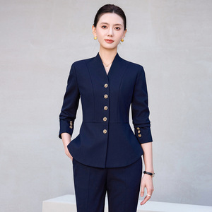 Women's Professional Suit <b>Set</b> Black Full Sleeve Anti-Wrinkle <b>Office</b> Lady Work Uniform Commuting To Work - Product Image 3