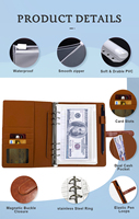 Cahier de notes en cuir PU de taille personnalisée A4 A5 A6 reliure à feuilles mobiles et fil à coudre pour cadeau