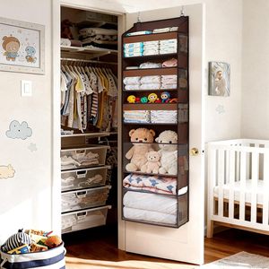 Over The Door Organizer 5 Tier Hanging <b>Storage</b> With Clear Windows <b>For</b> Bathroom <b>Kitchen</b> Closet Dark Brown - Product Image 6