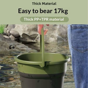 Seau d'eau pliable et empilable portable pour voiture, pêche en plein air, balades sur la plage, 6-10L, en plastique PP, KASAWOW, usage domestique, étudiant - Product Image 3