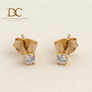 Pendientes de Diamantes Cultivados en Laboratorio con Certificado IGI, Oro Amarillo Sólido de 14 Quilates, Corte Brillante Redondo, Joyería Elegante para Mujer - Product Image 2