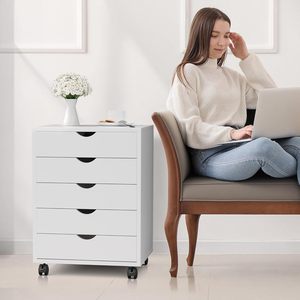 Cómoda <span class=keywords><strong>Blanca</strong></span> con Ruedas, Gabinete de Almacenamiento con Cajones, <span class=keywords><strong>Cajonera</strong></span> <span class=keywords><strong>Estrecha</strong></span> para Hogar, Oficina, Dormitorio, Organizador de Armario con Ruedas - Product Image 6
