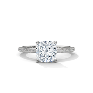 Best Customized White Gold Lab Grown Cushion Cut Diamond Side <b>Stones</b> Vintage Style Wedding Engagement Party Ring IGI - Product Image 1