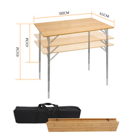 Table de camping pliante moderne en bambou, légère et réglable en hauteur, avec structure en aluminium, pour intérieur, extérieur, pique-nique, plage