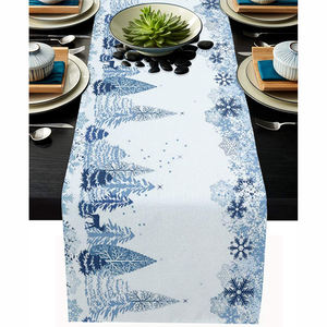 Runner Decorativo in Lino Personalizzabile 2023, Stampa <span class=keywords><strong>Digitale</strong></span> a Sublimazione, Rettangolare con Bordo in Pizzo per Uso Domestico - Product Image 1
