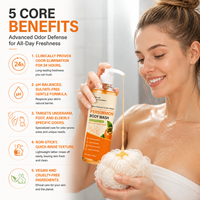 Gel Douche Déodorant Naturel au Kaki pour la Défense Contre les Odeurs Corporelles, Contrôle du Nonéanal, Sans Sulfate, pH Équilibré, Végétalien, 100ml